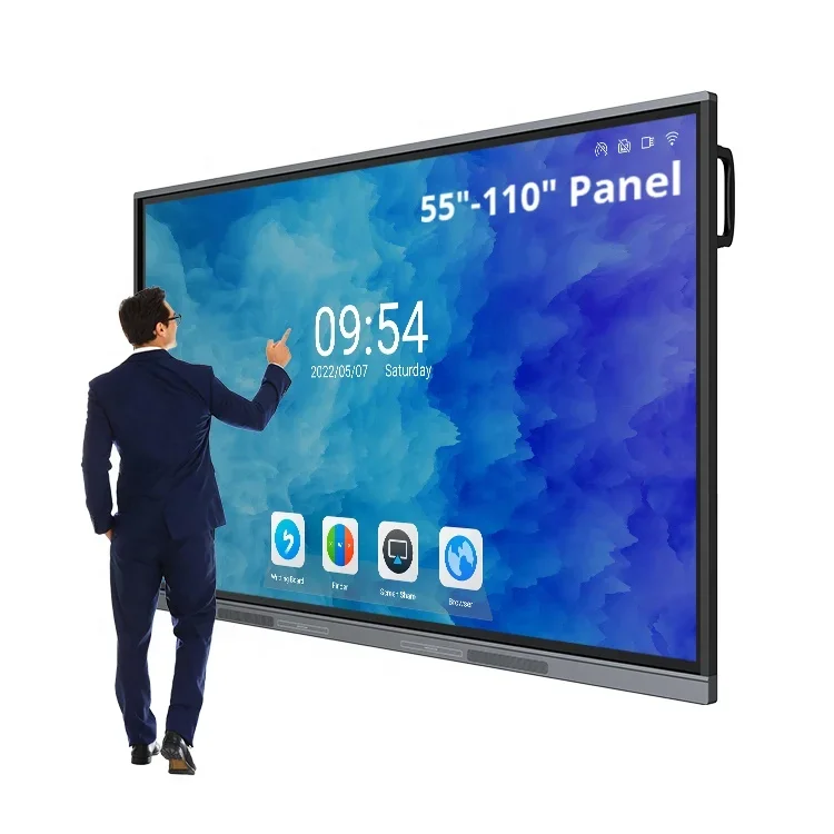 

HUSHIDA 65 75 86 100 Inch 4K Display Smart Board Touch Screen Digital School Teaching Flat Panel Interactive Whiteboard