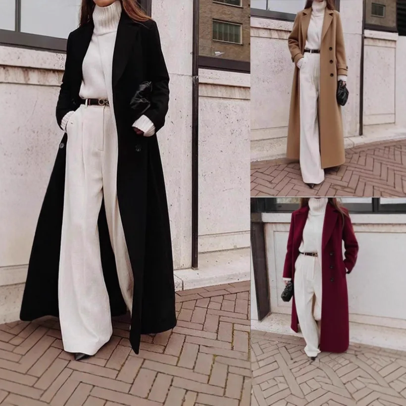 

2025 Fall Winter Best Seller! Women's Long Wool Blend Coat | Warm Solid Color Oversized Casual Outerwear