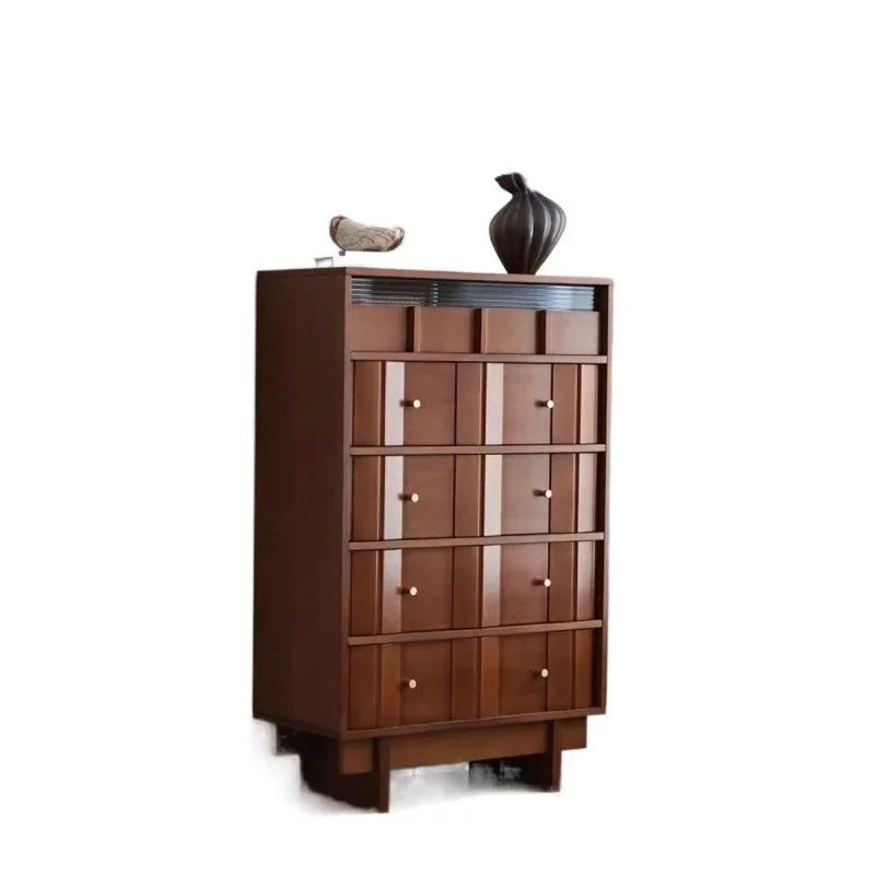 Solid wood chest of drawers, living room, bedroom, storage room, retro vertical cabinet, retro style