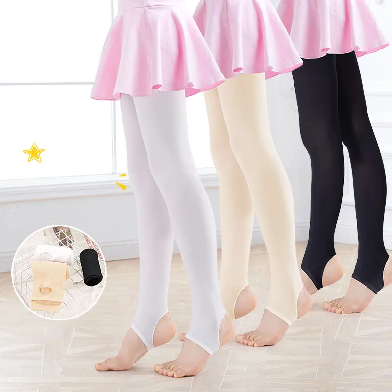 Collants blancs de ballet sans pieds pour femmes et enfants, collants de danse pour enfants, bas d\'entraînement de ballerine