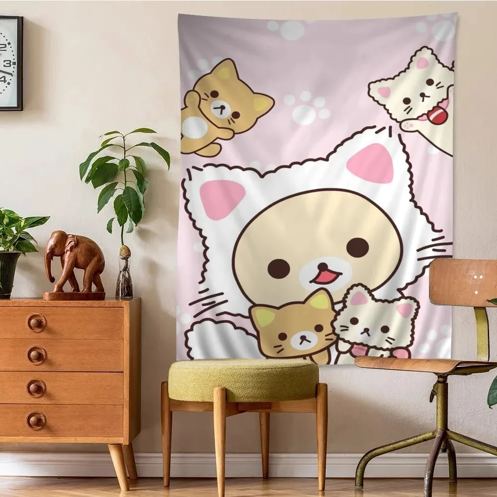 Cute Cartoon R-Rilakkuma Hippie Wall Hanging Tapestries Bohemian Wall Tapestries Mandala INS Home Decor