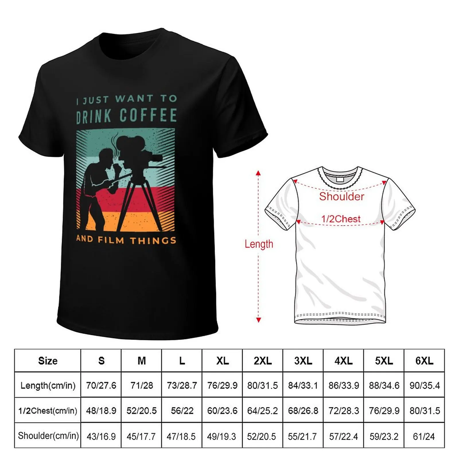 Filmmaker Costume for a Coffee Loving Film Editor T-Shirt Durable Work Wear T-Shirt