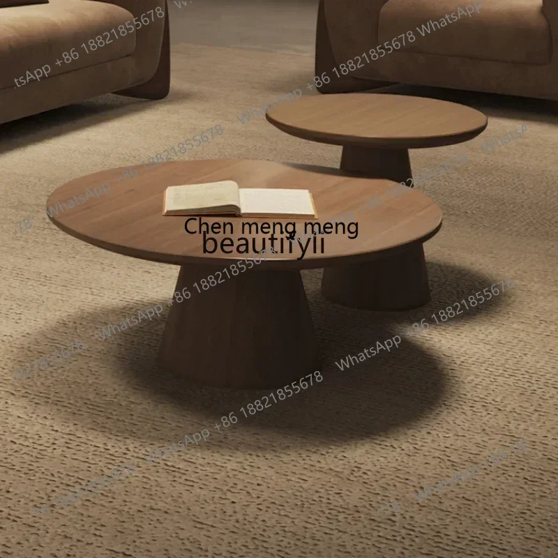 cn8617 LHY New Arrivals Japanese Style Coffee Table round Size High and Low Nordic Living Room Minimalist Designer Model Log Sty