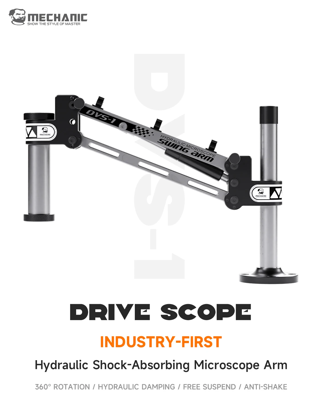 MECHANIC DVS-1 Hydraulic Shock Absorbing Microscope Swing Arm Stand Adjustable Anti-Shake Bracket for Phone PCB Soldering Repair