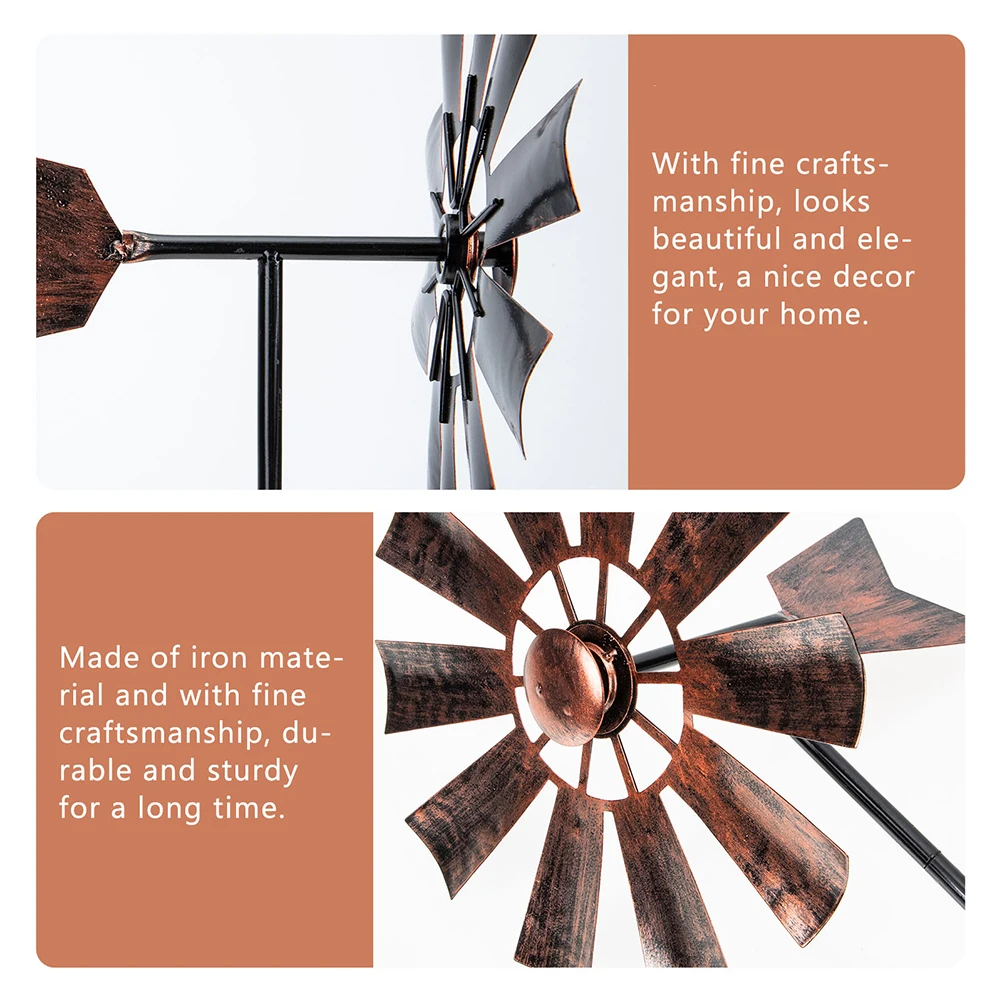 

2pcs Metal Windmill Decor Garden Yard Stake Pinwheel Outdoor Large Rotating Decorative Spinners Lawn Wedding Photo Prop Garden