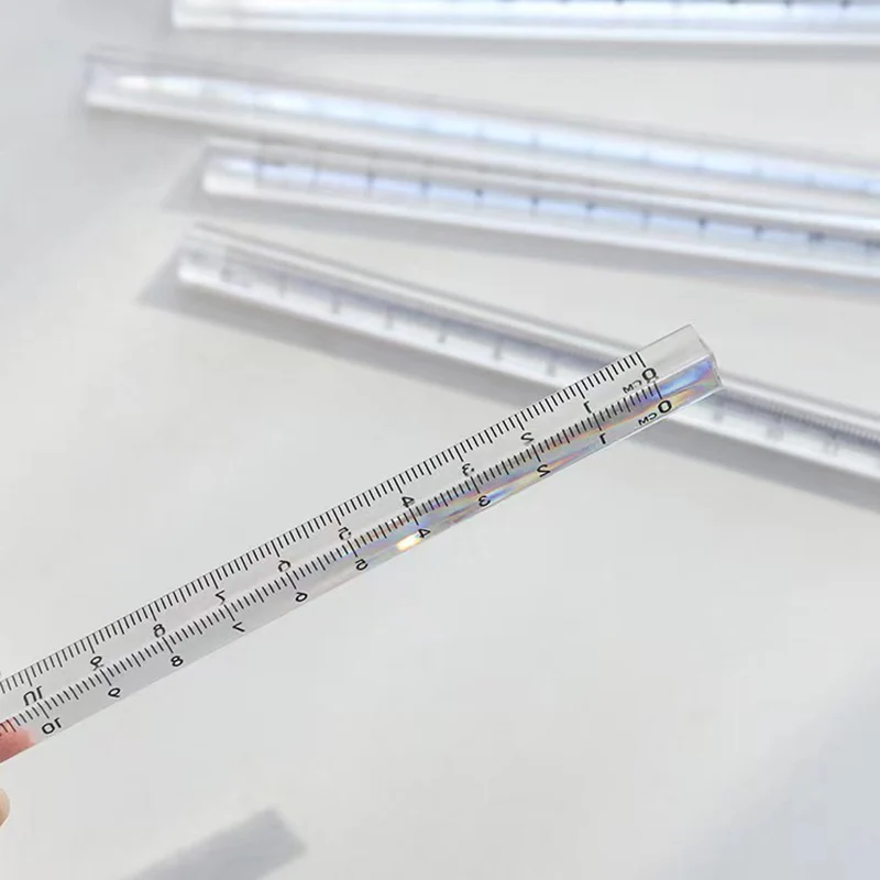 Transparent Acrylic Ruler Triangular Scale Rulers Rainbow Drawing Ruler Stationery Measurement Drawing Tool  School Supplies