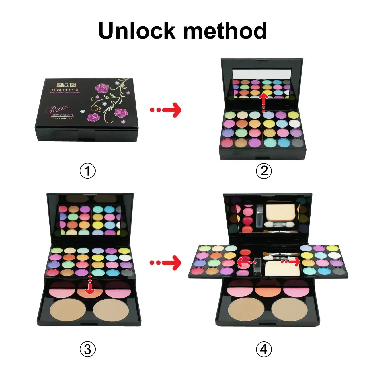 Neues Make-up-Geschenkset für Frauen, komplettes Kit, All-in-One-Box, Gesichtspuder, Lidschatten-Palette, Lippenstift, Make-up-Pinsel, Textmarker, Bronzer