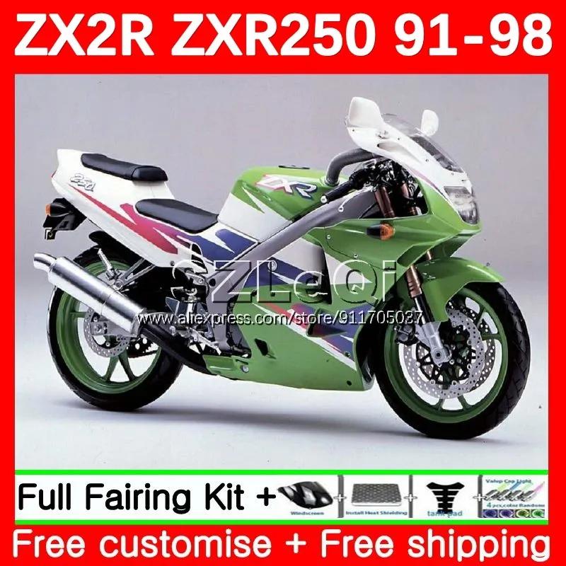 Glossy Green ZXR250 For KAWASAKI NINJA ZX2R ZX 2R ZXR 250 55No.0 ZX-2R ZXR-250 91 92 93 94 ZX-R250 1995 1996 1997 1998 Fairing