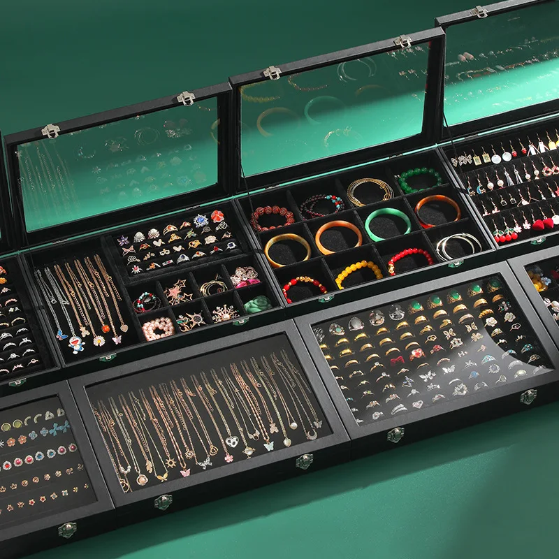 

Black covered jewelry box jewelry storage box ring stud earrings necklace pendant bracelet display box