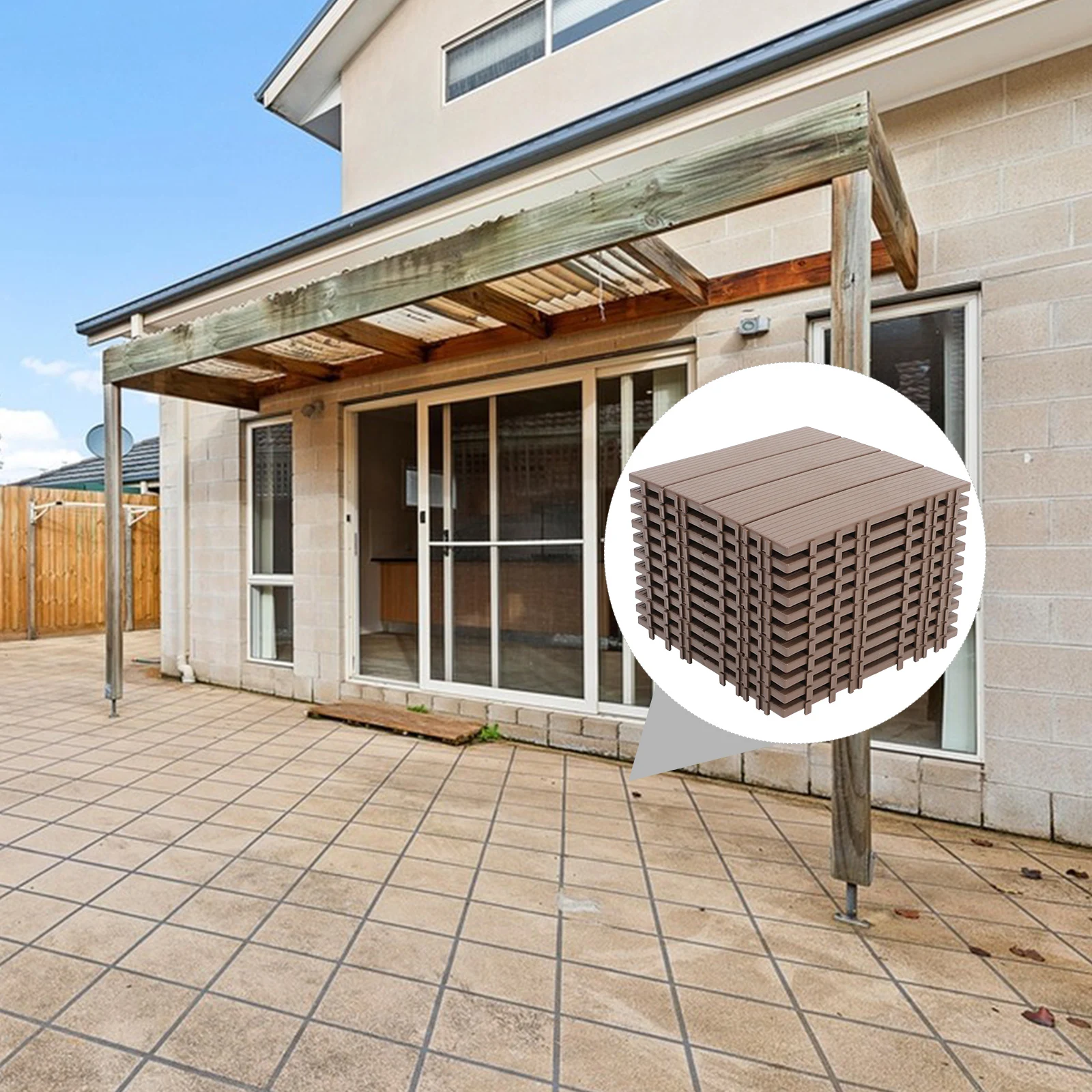 11 قطعة الخشب التقليد المتشابكة التزيين الطابق المتشابكة سطح السفينة بلاط شرفة سطح السفينة بلاط Pp الأرضيات الخارجية ديكور المنزل #3