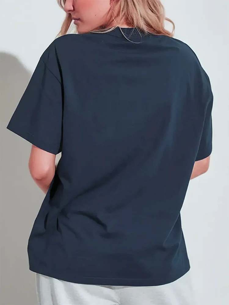 تي شيرت كلاسيكي بأكمام قصيرة من القطن برقبة دائرية مع رقائق أكل النورس جرافيك تي شيرت ملابس الشارع ملابس نسائية هاراجوكو ملابس علوية غير رسمية #4