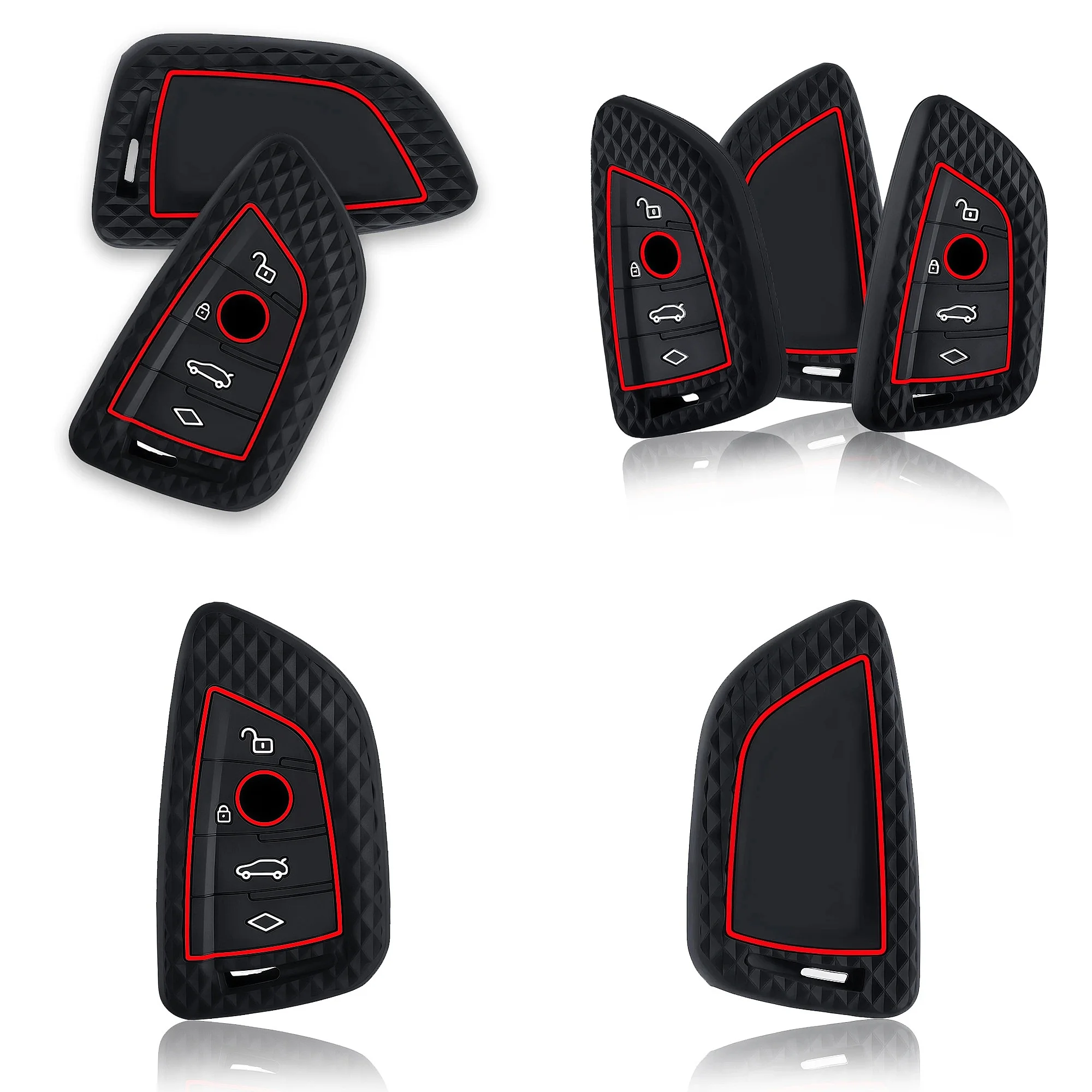 4 Buttons for BMW X1 X3 X5 X6 X7 1 3 5 6 7 Series G20 G30 G11 F15 F16 G01 G02 F48 Silicone Car Remote Key Case Cover Shell Fob