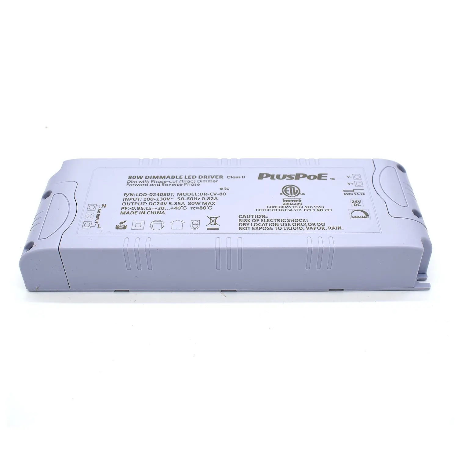 24V 80W dimmbarer LED-Treiber, Triac/ELV/MLV, ETL-gelistet, kompatibel mit Lutron & Leviton