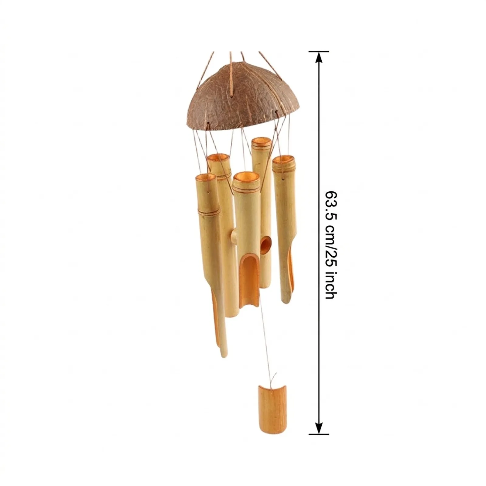 25-Inch Wind Chimes Crafted from with Deep Resonant Tone for Patio Garden Balcony or Interior Space Half Coconut Wood Top