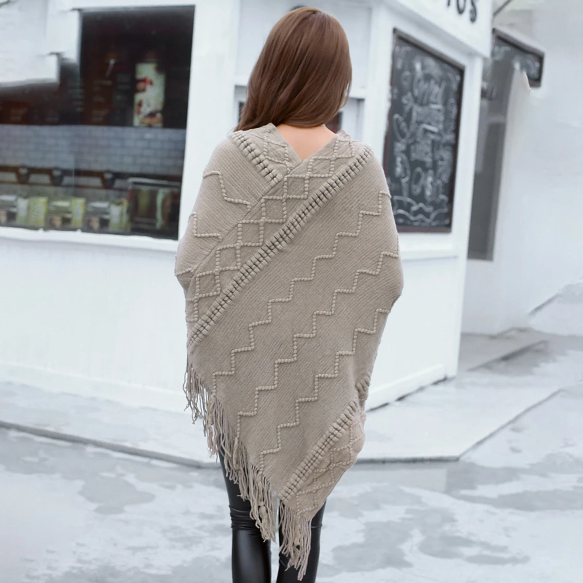 New Style Fashion Shawl Scarf Women Winter Knitted Stoles With Tassel Outdoor Warm Windproof Long Scarf Pashmina 105*95cm