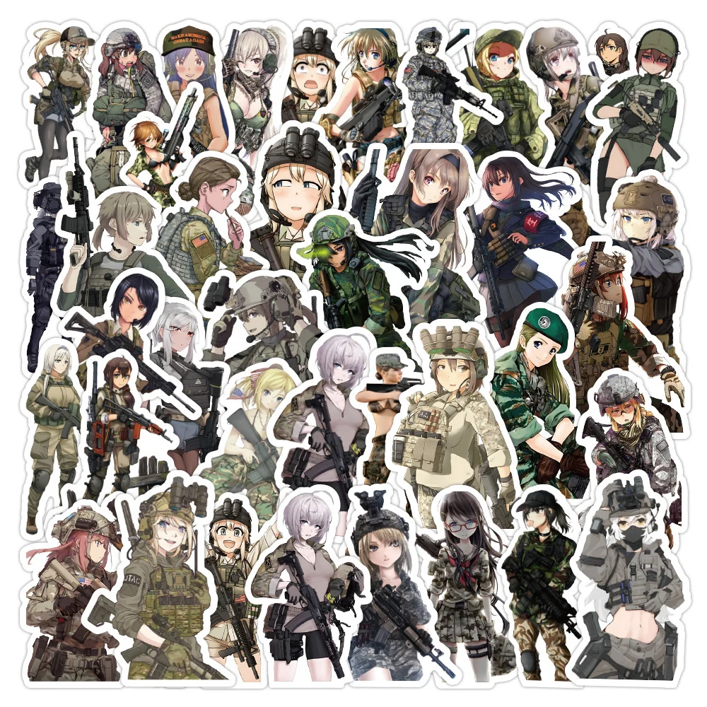 10/30/50PCS Cute Camouflage Female Soldier Stickers Cool Cartoon Decals Graffiti Phone Car Laptop Waterproof Sticker Kids Toys