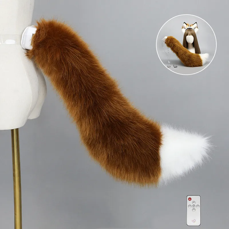 Remotable Electric Wagglable Fox Tail Animal Ear Headband Cosplay Prop Lolita Accessories Girl's Club Pub Costumes