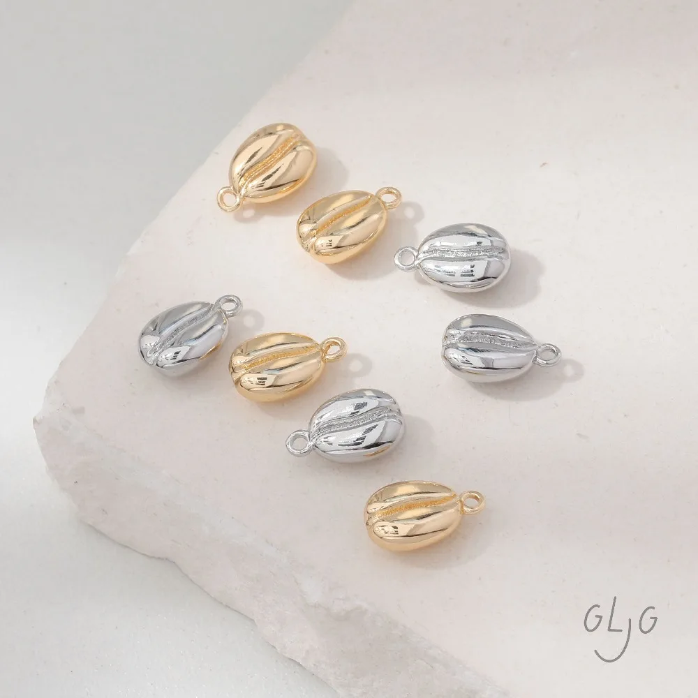 

4CS Изящные подвески в виде кофейных зерен для изготовления ювелирных изделий, принадлежности для изготовления сережек, сделай сам, латунь, позолоченные аксессуары 14 карат, 11*7 мм