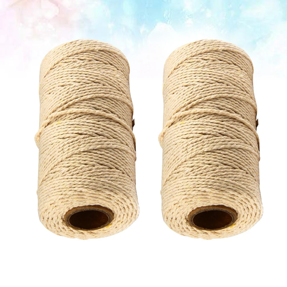 

2pcs Diy Decoration Rope 2Mm Beige Cotton Rope For Gift Wrapping Baking Weaving Craft Wall Hanging Tapestry Home Decor String