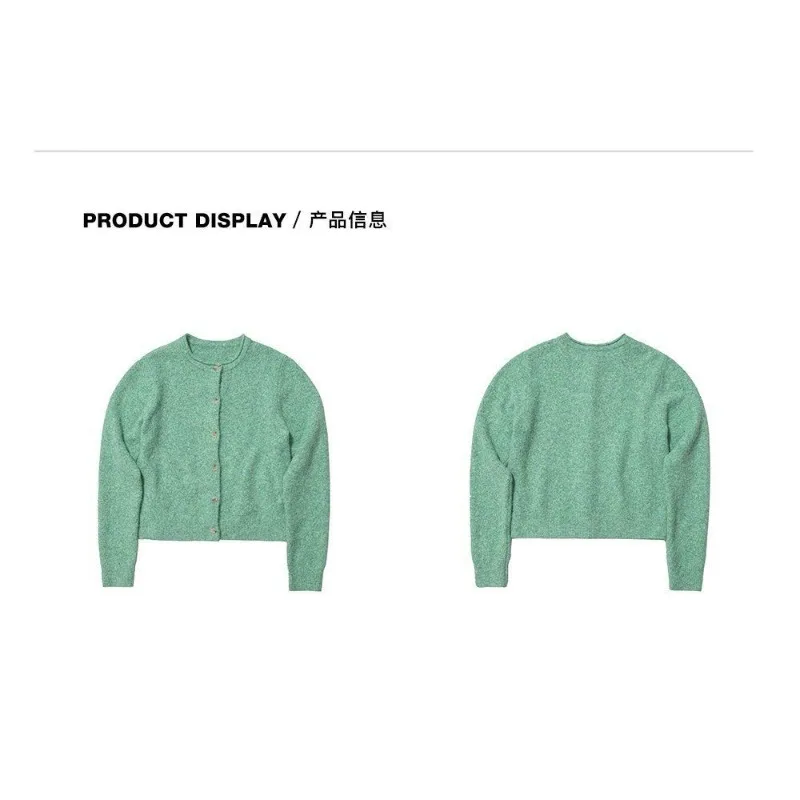 Modny sweter damski z dzianiny wełnianej w stylu retro, z zaokrąglonym dekoltem, długim rękawem, dopasowany, elegancki i uniwersalny.