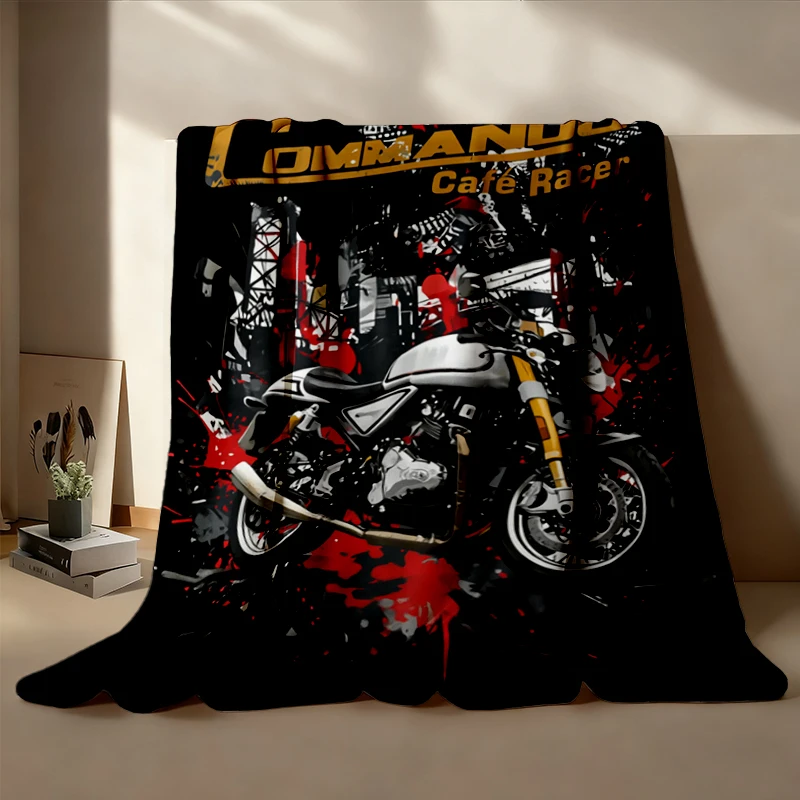 Commando 961 Flannel Blanket, British Cafe Racer Cozy Blanket, Rider Gift, Classic Motorcycle Flannel Throw