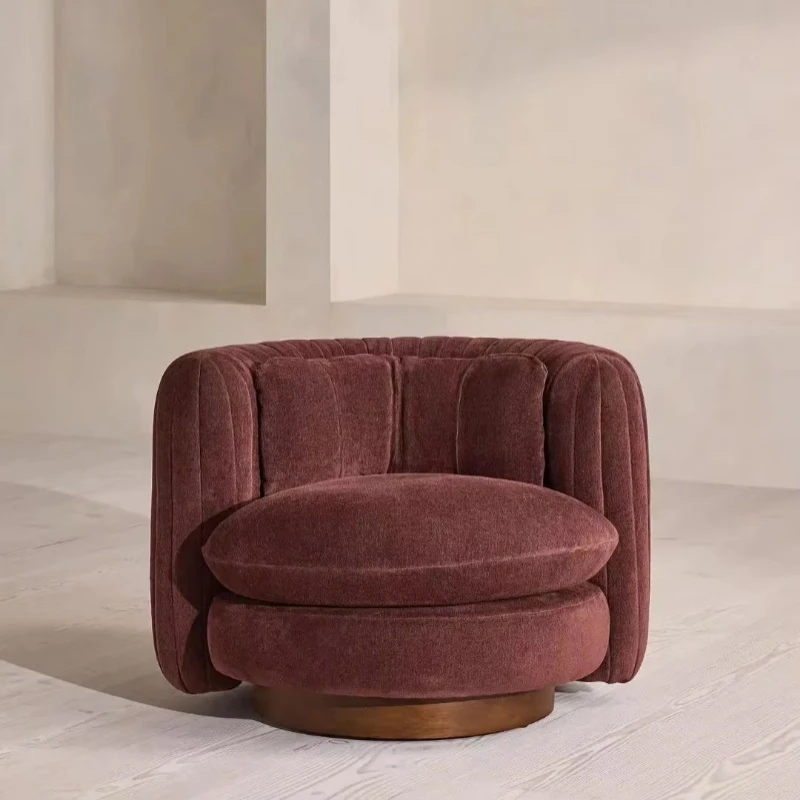 

Nordic fabric round living room leisure chair medieval modern designer style curved lazy leisure chair suitable for small spaces