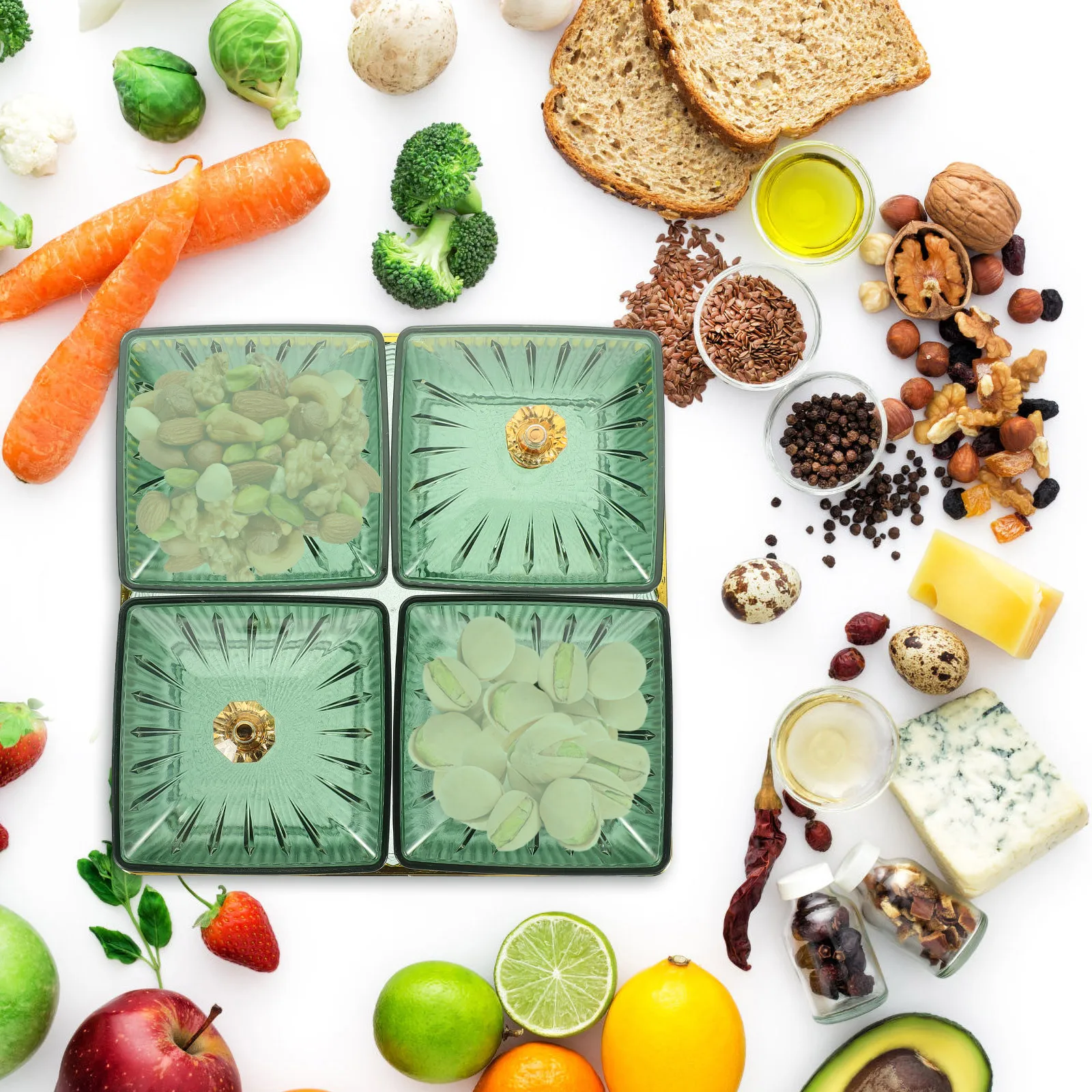 

1 комплект блюд для закусок, сервировочная тарелка с подносом, тарелка с фруктами для закусок для вечеринки, свадьбы, дома, КТВ, миска для хранения еды, настольная сухая