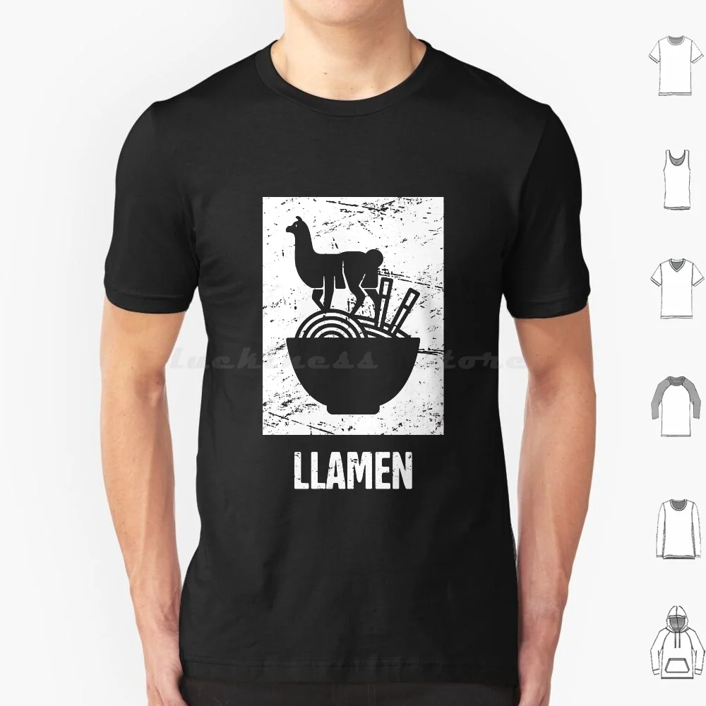 Llamen-Funny Llama Ramen Design T Shirt Big Size 100% Cotton Ramen Ramen Noodles Instant Ramen Cup Ramen Noodles Japan Japanese