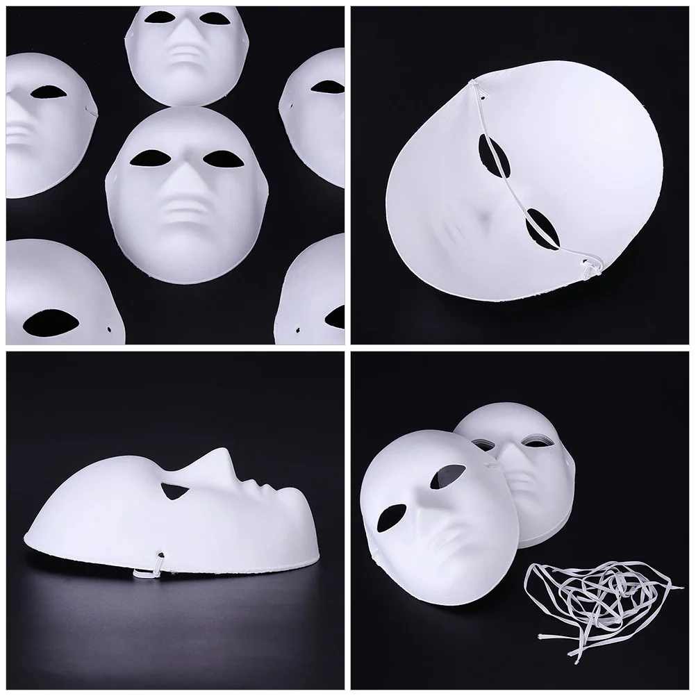 10 pçs máscaras de papel masquerade adereços festa máscara branca cosplay acessórios decorações de festa máscara de baile branca para mulher