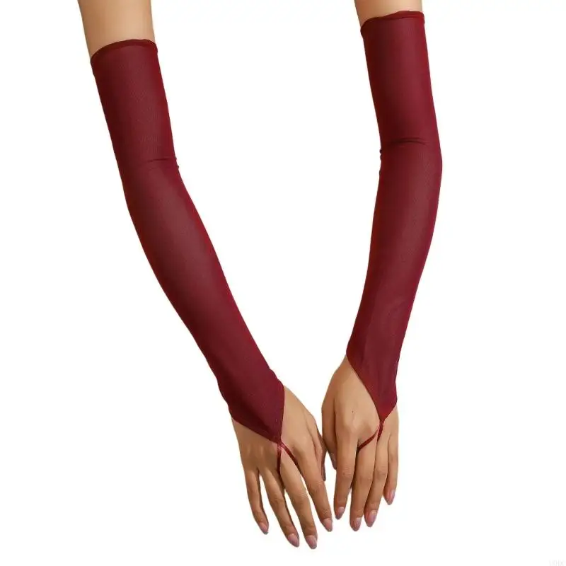 Stylish Stretchable Tulle Gloves Full Arm Length Fingerless Sleeves For Parties Y166
