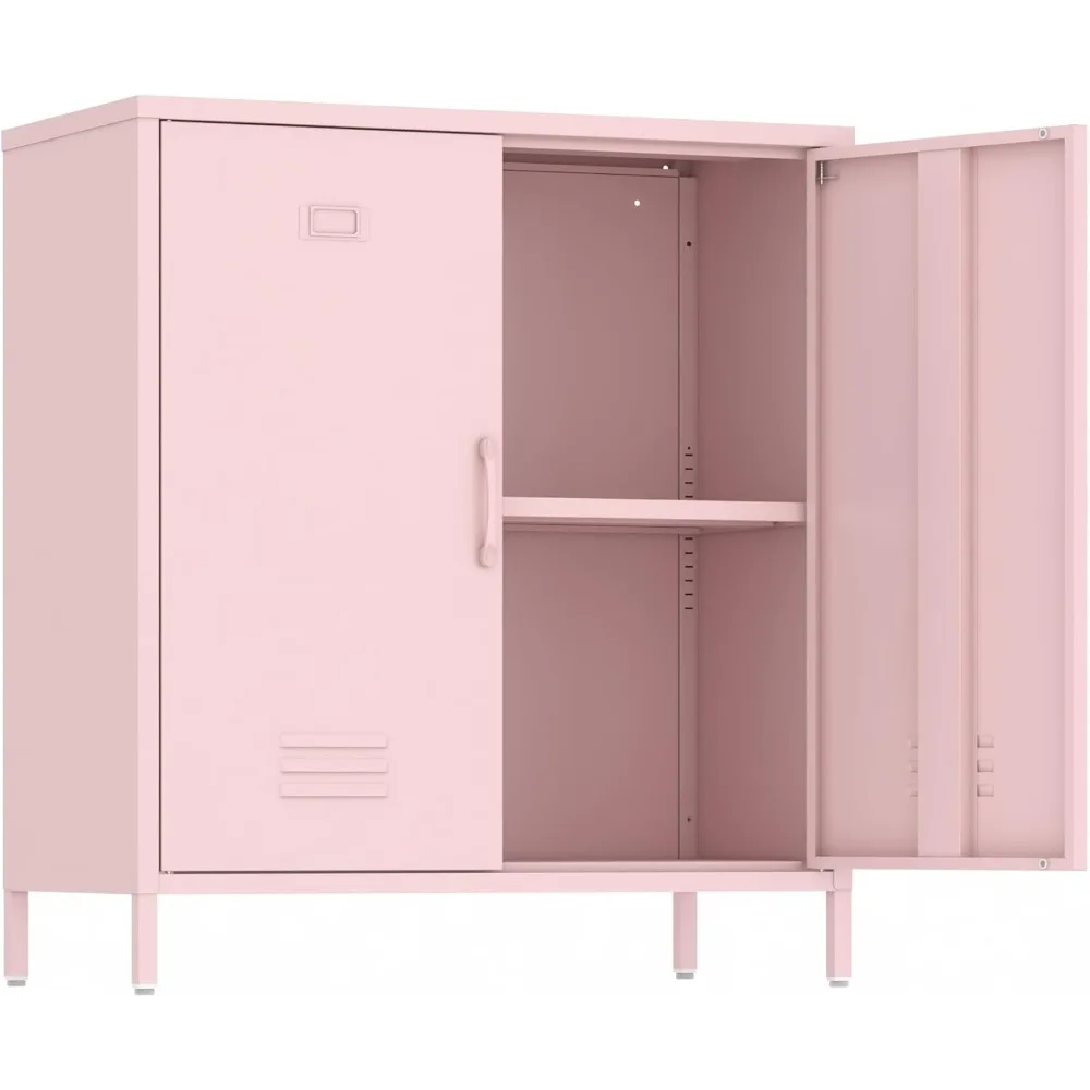 

Cabinet 2 Doors Metal Storage Cabinets with Adjustable Shelf and Doors for Home Office Classroom (Pink)