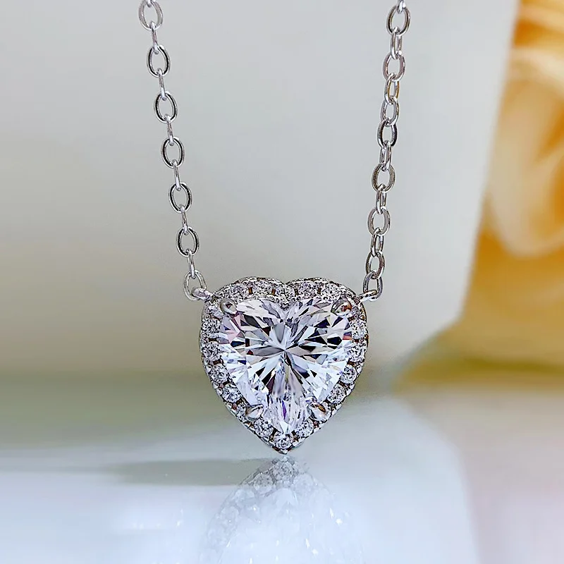 Joycejelly Classic  Moissanite Pendant With Gra Certificate Heart Shape 2ct D Color VVS  Stone Engagement Fine Jewerly Gift