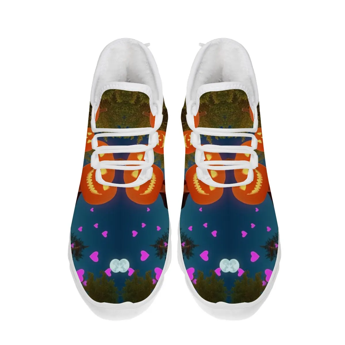 

Feizhi Children's Casual Lace-up Color-blocking Cartoon Pumpkin Design Large-sized Breathable Halloween Sports Shoes