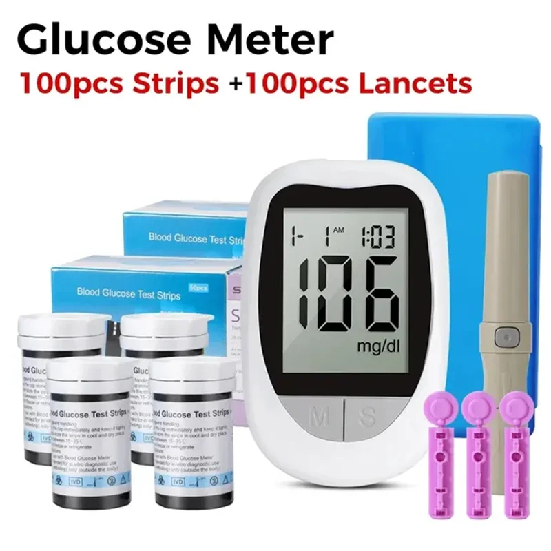 AJC Blood Glucose Meter Glucometer Kit  Diabetes Test 50/100pcs Strips With Lancets Medical Blood Sugar Mg/mmol freestyle libre