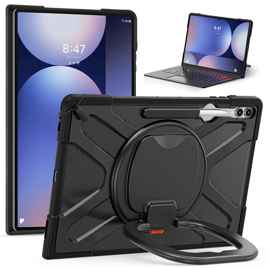 For Samsung Galaxy Tab S10 S9 S8 Ultra Case 14.6inch PC+TPU 360° Rotating Bracket with Four Corner Anti Drop Protective Shell