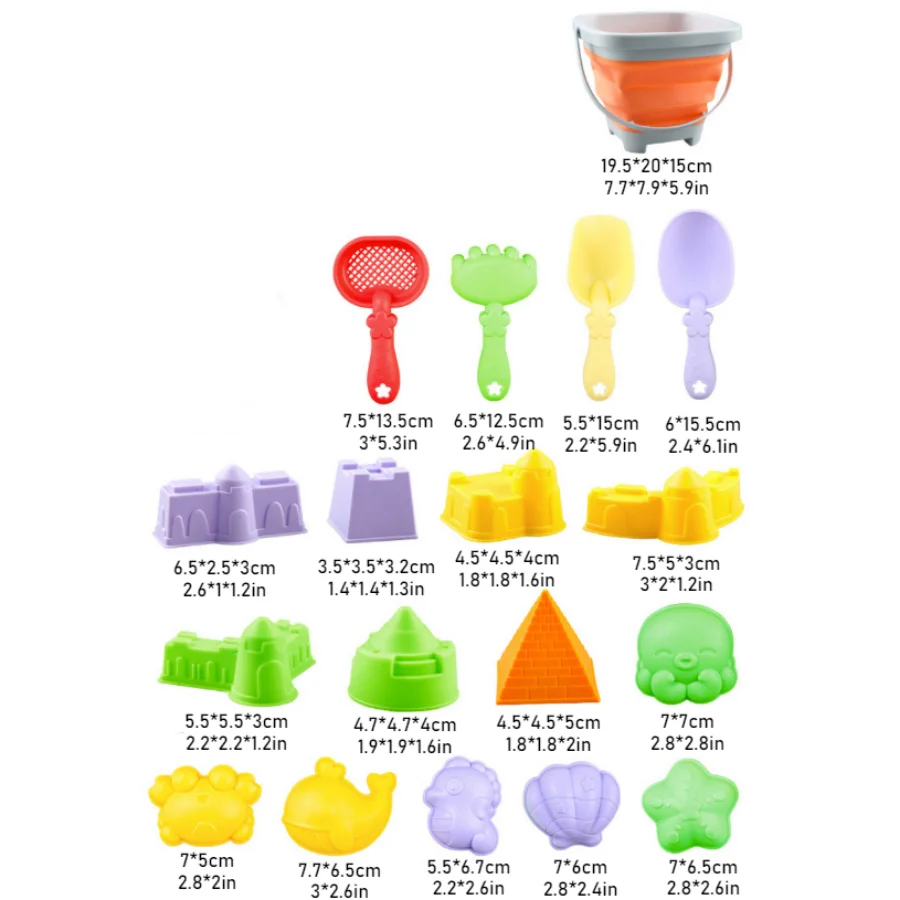 Zestaw zabawek do kopania piasku dla dzieci, gra na plaży, woda i piasek, składane wiaderko, łopatka, forma, letni prezent, losowe kolory i style.