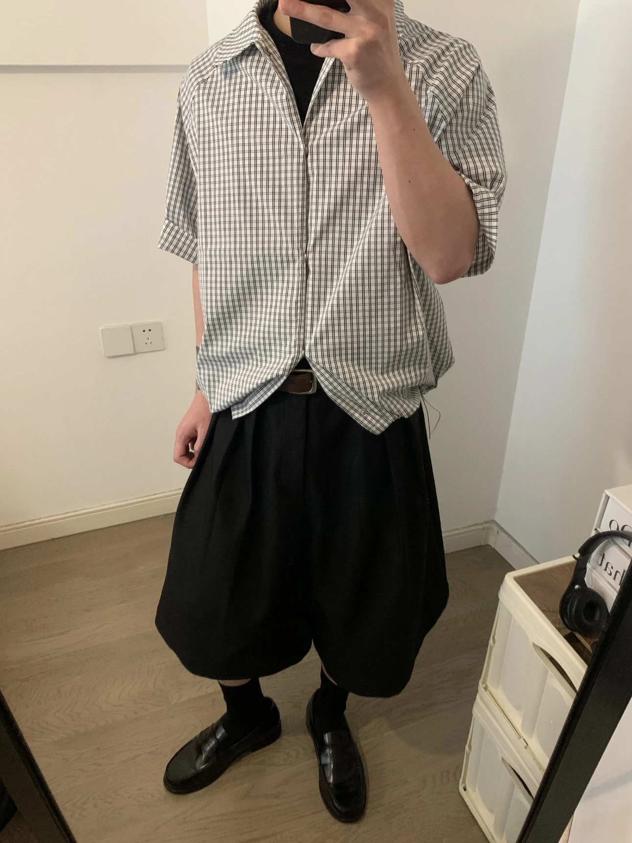 

American Retro Plaid ort Sve irt Men Summer Loose Casual irt New f Sve Top Japanese Sle Slim Fit Button up
