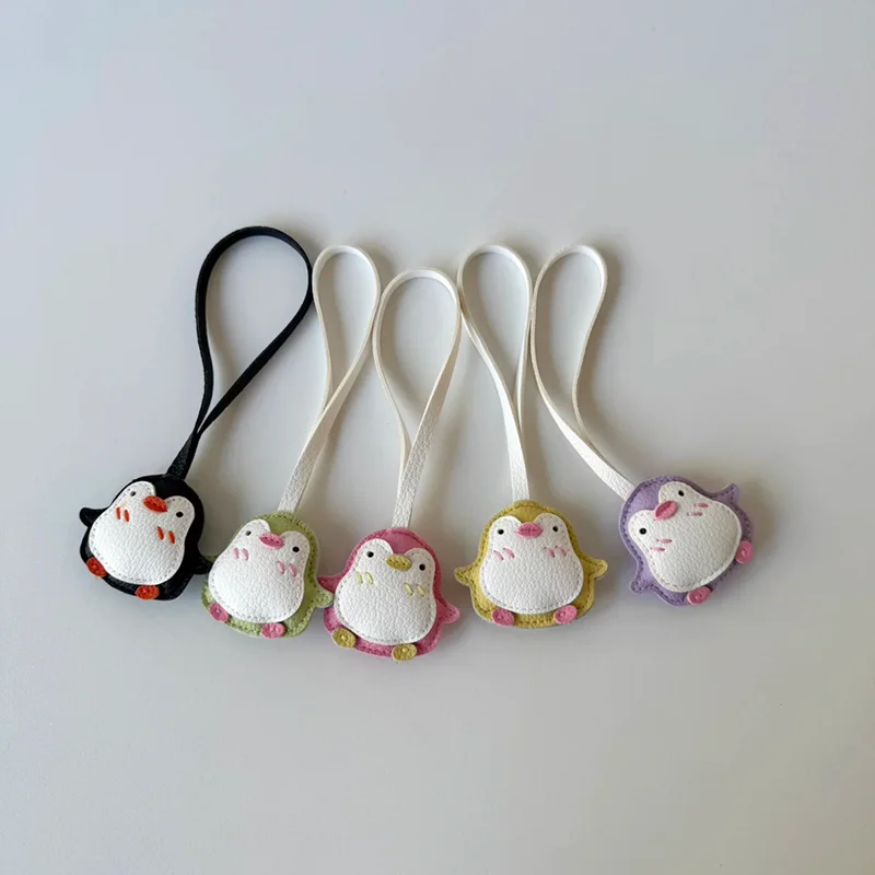Plush Stuffed Leather Keychains Cute Cartoon Penguin Bag Charms Pendant Accessories Car Keyrings For Girls Kawaii Gift