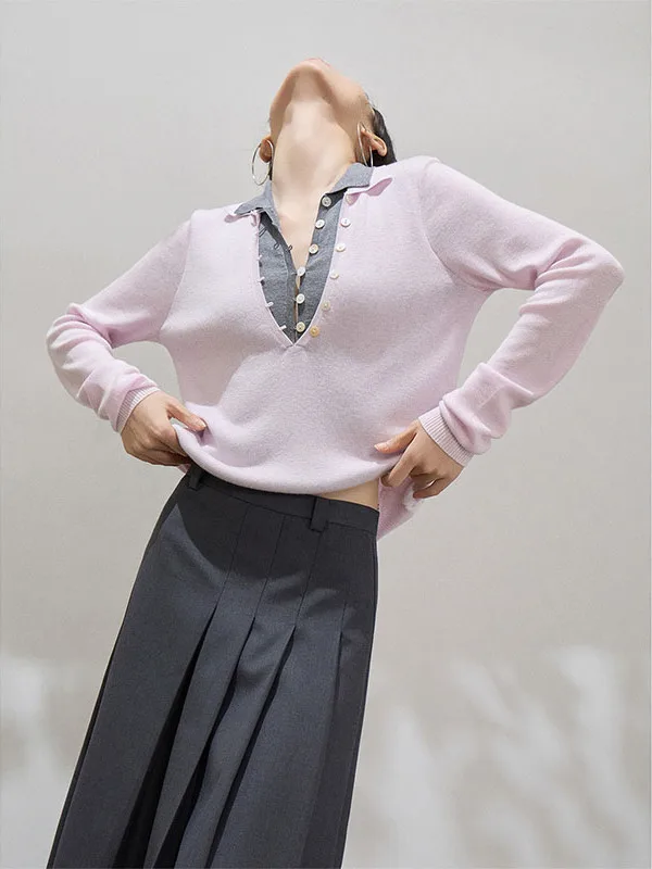 

Women's Neck Long Sleeve Knitted Top Slim Fit Waist Cinched Base Layer Shirt Korean Style Early Autumn Fashion