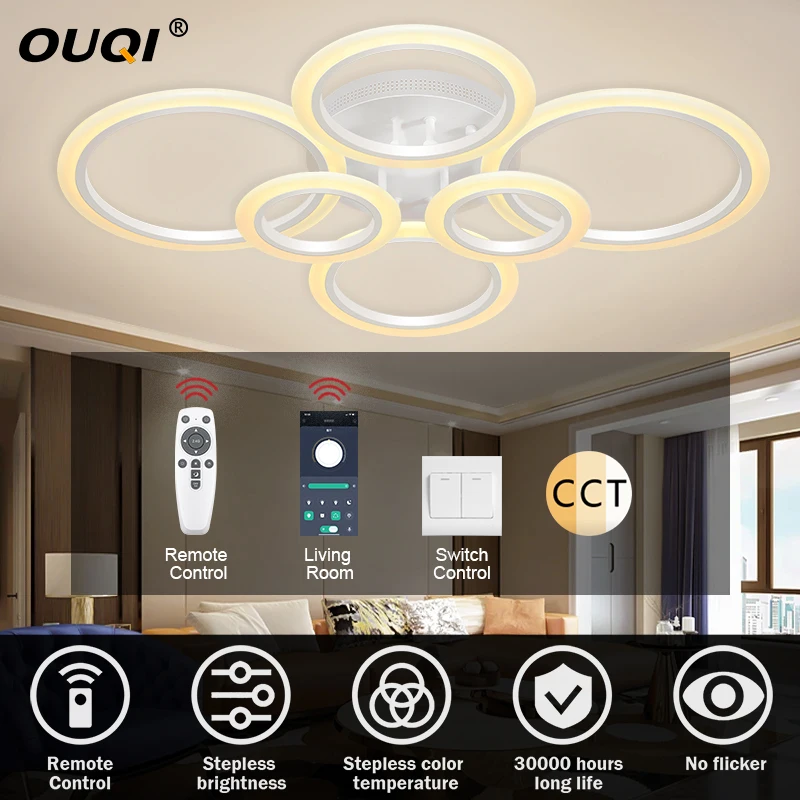 

Ceiling Led lights 48/72/120W Stepless Dimming Remote Control Ceiling Chandelier For Living Room Bedroom Kitchen Led Lamp Modern