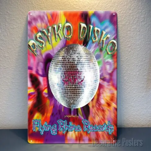 Psyko Disko Flying Rhino Psychedelic Goa Trance Music Metal Poster Sign 20x30cm