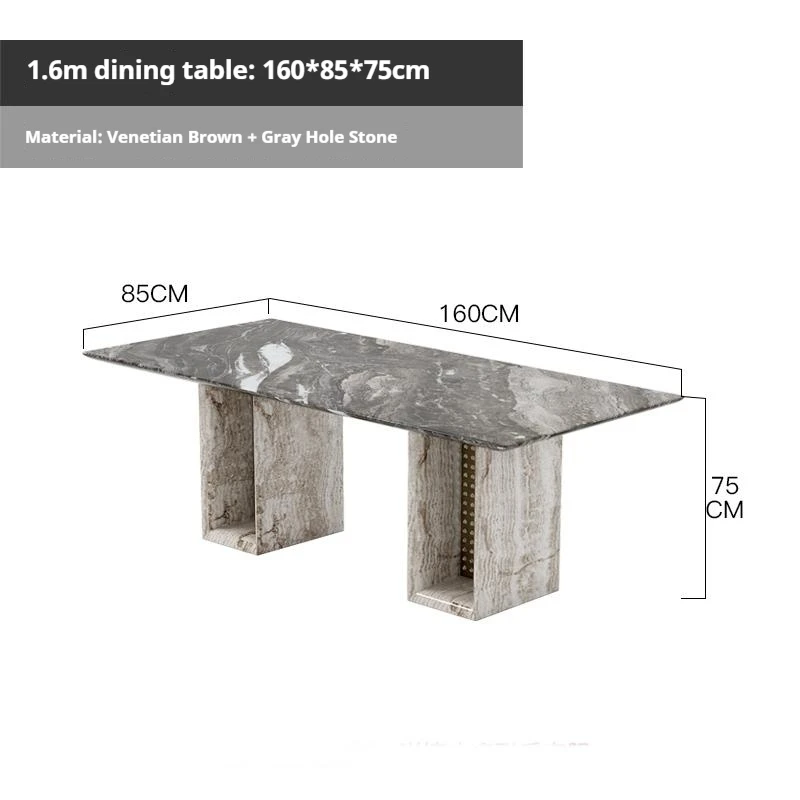 Picture 6: Any Size Custom Mid Century Style Stone Dining Table Natural Mottled Interlac Veins Classic Retro Shape Iconic Retro Decor Table