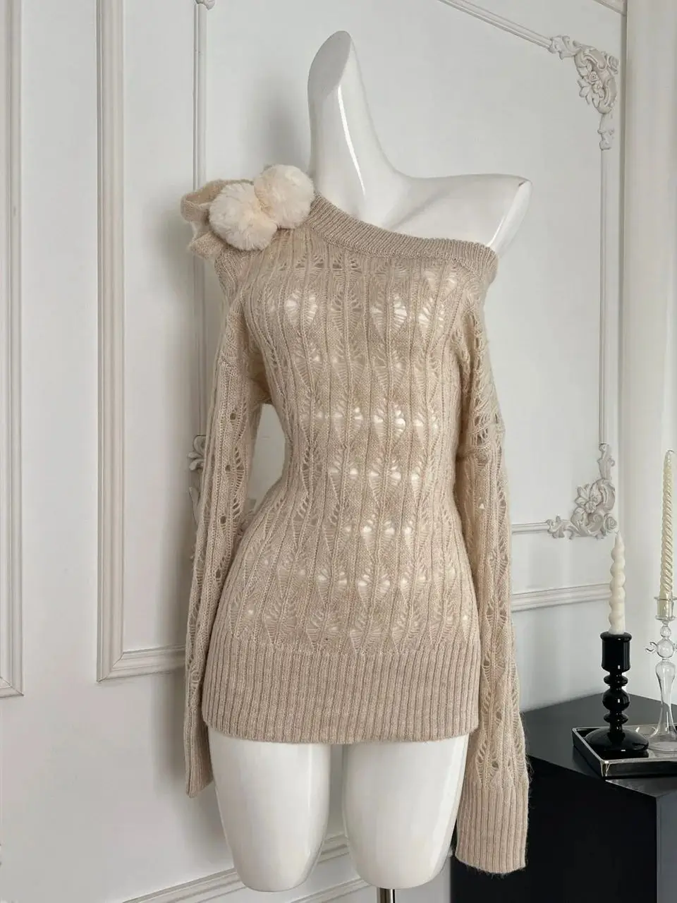 Autumn Winter Woman Korean Fashion Cute Core Sweet 2000s Sweater Elegant Oversize Knitwears Designer Aesthetic Chic Coquette