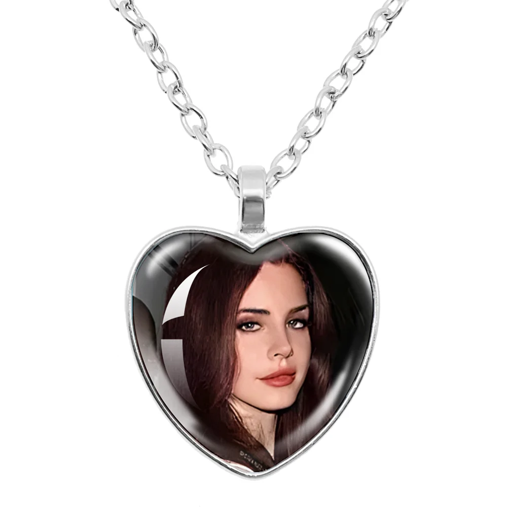 Lana Del Rey 25mm Glass Heart Pendant Necklaces Accessories Necklace Charms Heart Necklace for Women Men Jewelry Gift
