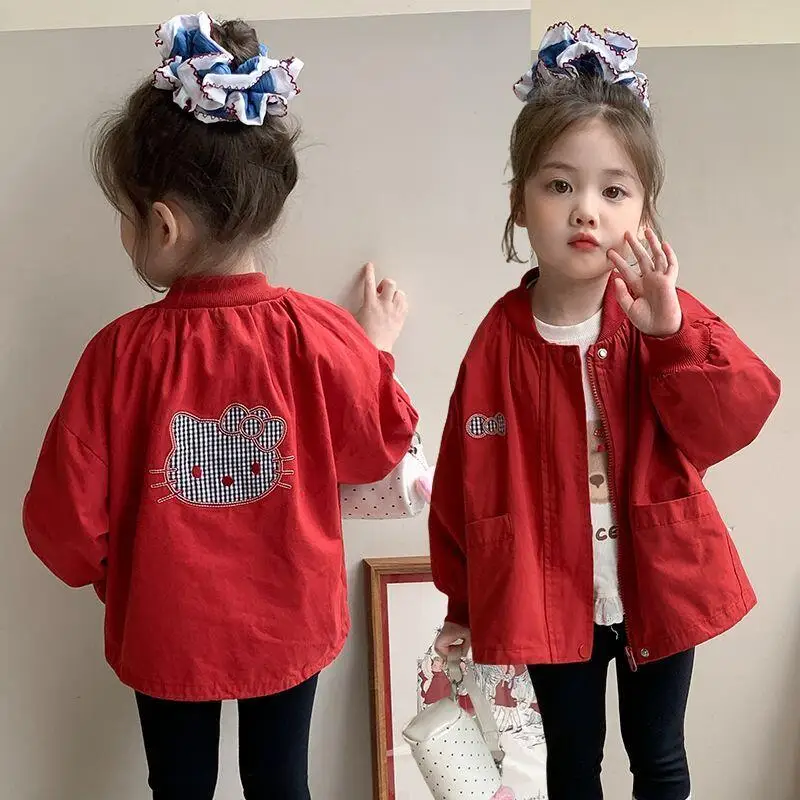 

Sanrio Hello Kitty куртка топы пальто для девочек детская весенне-осенняя бейсбольная форма Kawaii аниме мультфильм модная новая повседневная одежда