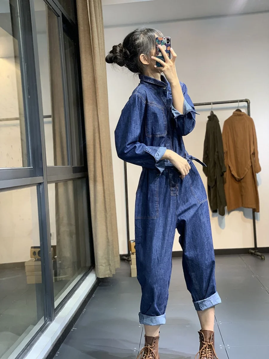 

Модные повседневные прямые джинсы, женские свободные утягивающие комбинезоны, длинные брюки с высокой талией, сезонная одежда на весну и осень