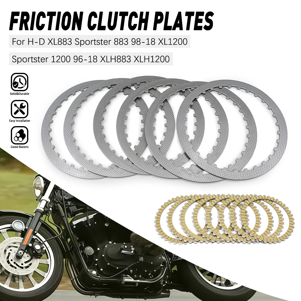 

Motocycle Clutch Friction & Steel Plates Plate Disc For Harley Sportster XL1200 XL883 X48 72 1991-2022 High Quality