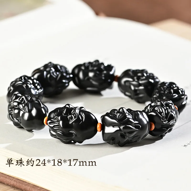 

Black Jade Bracelet Men Women Healing Gemstone Fine Jewelry Genuine Natural Nephrite Hetian Jades Buddha Heads Bracelets Bangles