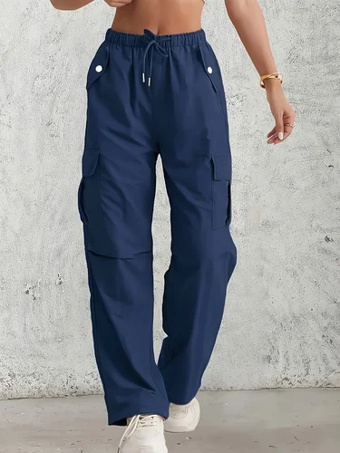 Pantalones casuales tejidos de gran tamaño para mujer, cómodos, holgados, de cintura alta, con pierna recta