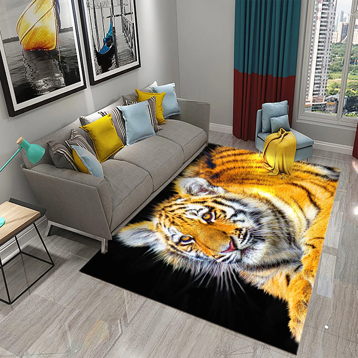 Tappeto modello tigre 3D Tappeto grande con stampa animali selvatici carini per soggiorno, bagno, camera da letto, ingresso, tappeto antiscivolo